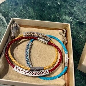 JTV Red, Blue, and Yellow Braided Bracelets Collection